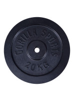 Gorilla Sports Liatinový záťažový kotúč, čierny, 20 kg