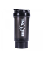 Gorilla Sports Shaker s priehradkou, 500 ml čierny