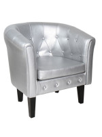 MIADOMODO Kreslo Chesterfield, 58 x 71 x 70 cm, strieborné