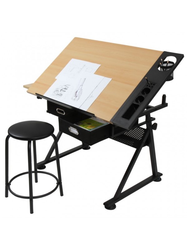 MIADOMODO® Písací stôl s policami, sv. drevo/čierna