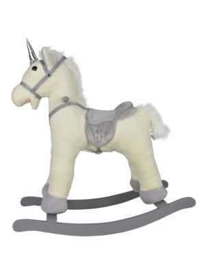 INFANTASTIC Hojdací jednorožec - strieborný, 74 x 30 x 76 cm