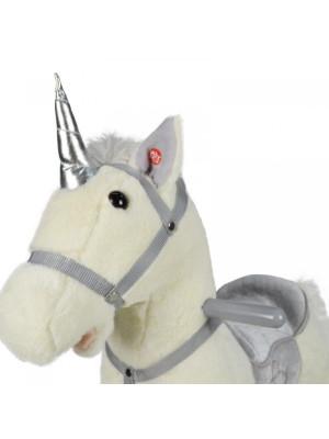 INFANTASTIC Hojdací jednorožec - strieborný, 74 x 30 x 76 cm