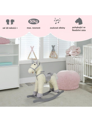 INFANTASTIC Hojdací jednorožec - strieborný, 74 x 30 x 76 cm