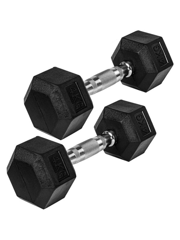 MOVIT® Šesťhranná gumová činka 4 kg sada 2 kusov