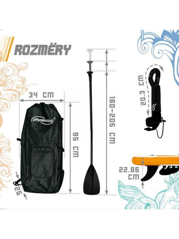 Nafukovací paddleboard 305 cm oranžový + příslušenstvo