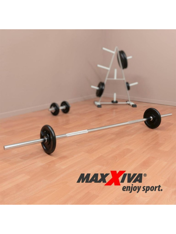 MAXXIVA Olympijská tyč s pružinovými zámkami 180 cm, striebo