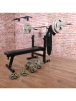 GorillaSports Posilňovacia sklápacia lavica s príslušenstvom