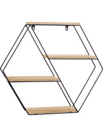 STILISTA Nástenná šesťhranná police, sv. drevo, 51x58x11 cm