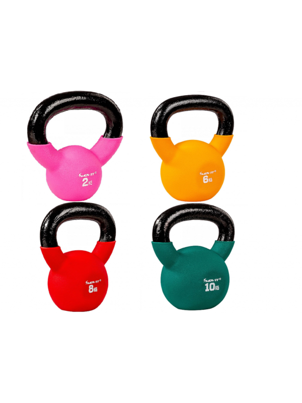 MOVIT Sada 4 kettlebell činiek, liatina a vinyl, 26 kg
