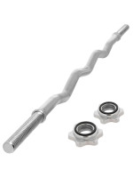 MAXXIVA zakrivená obojručná EZ tyč, 130 cm, strieborná