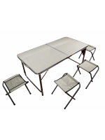 Kempingový set, stôl a 4 stoličky, 120 x 60 cm