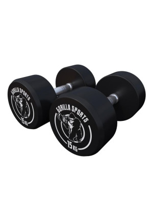 Gorilla Sports Guľaté jednoručné činky, gumové, 2 x 15 kg