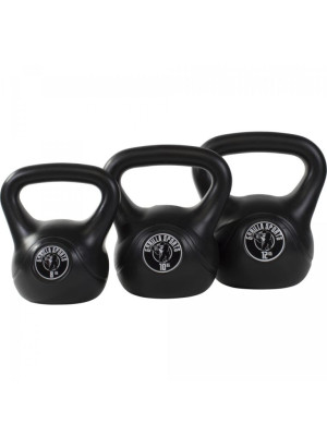 Gorilla Sports Sada kettlebell činiek, plast, čierna, 30 kg