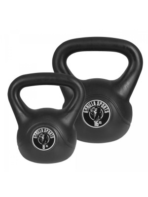 Gorilla Sports Sada kettlebell činiek, plast, čierna, 24 kg