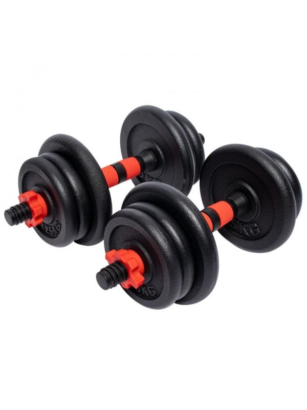 Gorilla Sports Sada jednoručných činiek z liatiny, 20 kg, 25 mm