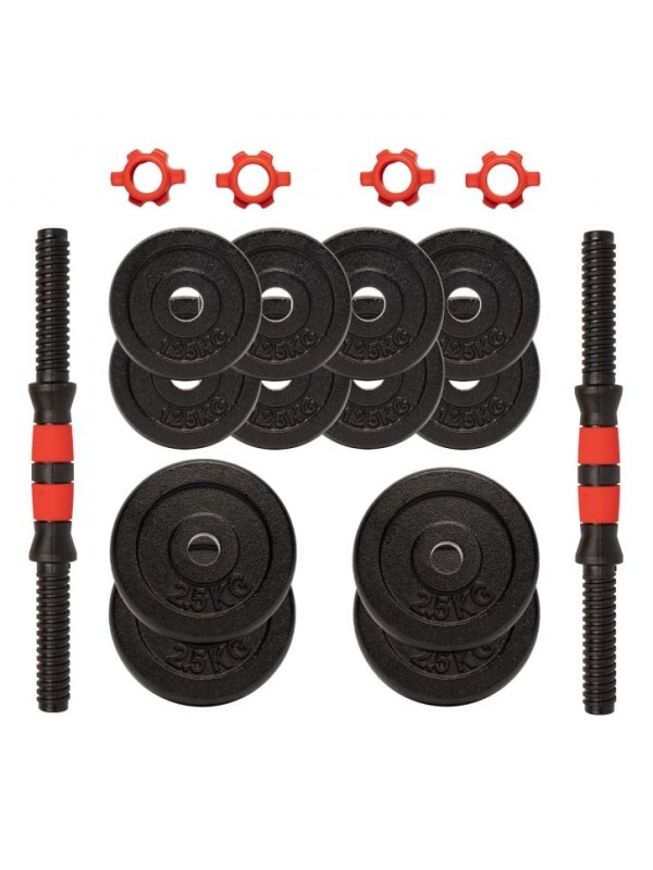 Gorilla Sports Sada jednoručných činiek z liatiny, 20 kg, 25 mm