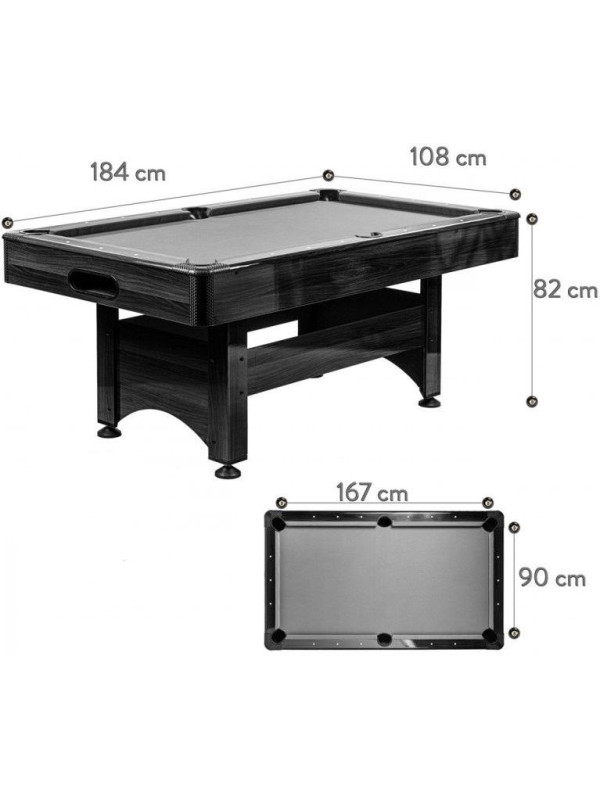 GamesPlanet biliardový stôl 6 ft, hnedo / modrá s vybavením