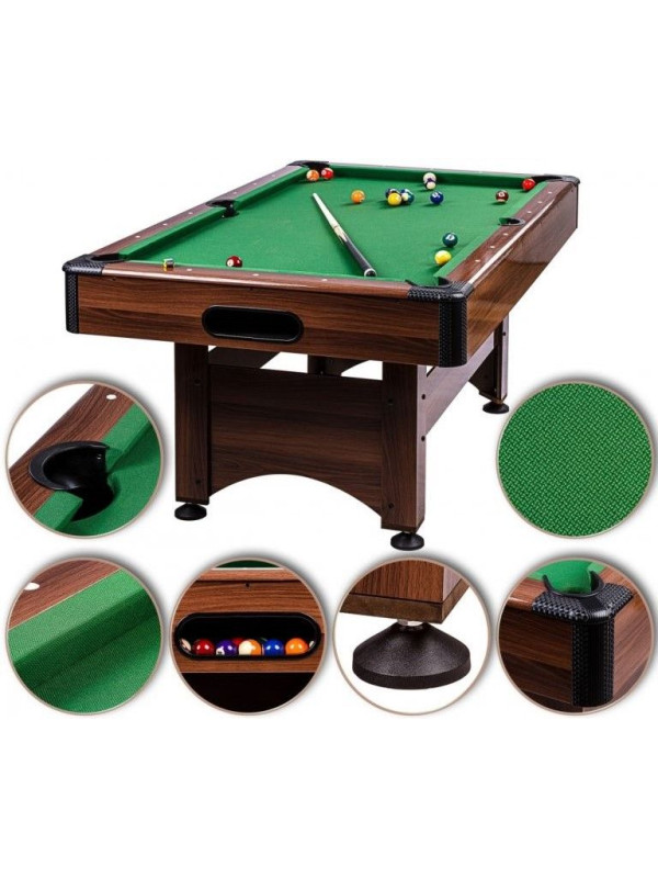 GamesPlanet biliardový stôl 6 ft, čierno / zelen s vybavením