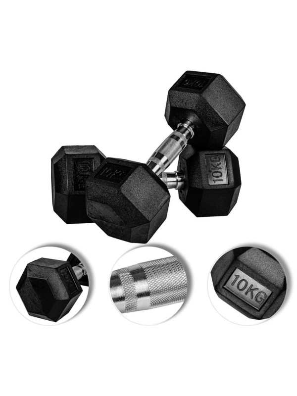 MOVIT šesťhranná gumová činka 27,5 kg, súprava 2 kusov