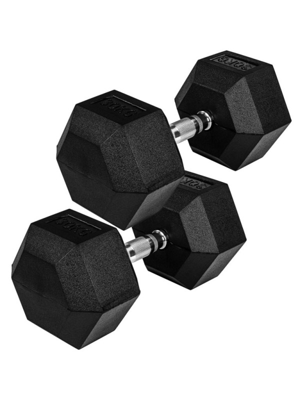 MOVIT šesťhranná gumová činka 27,5 kg, súprava 2 kusov