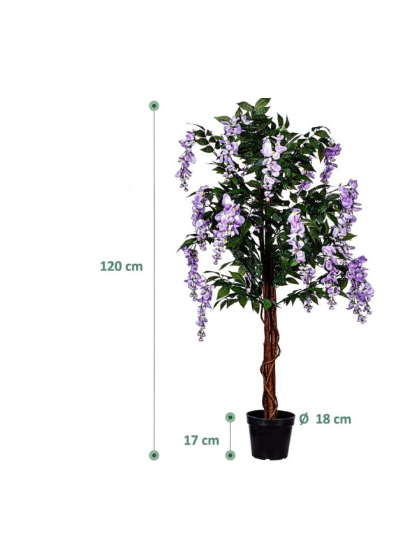 PLANTASIA umelý strom Vistária 120 cm, modrofialové kvety