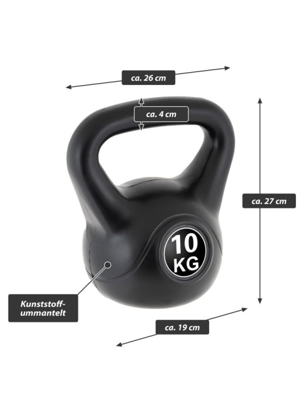 MAXXIVA kettlebell činka, čierna, 10 kg