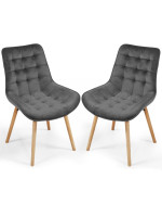 MIADOMODO Sada prešívaných jedál. stoličiek, tm. sivá, 2 ks