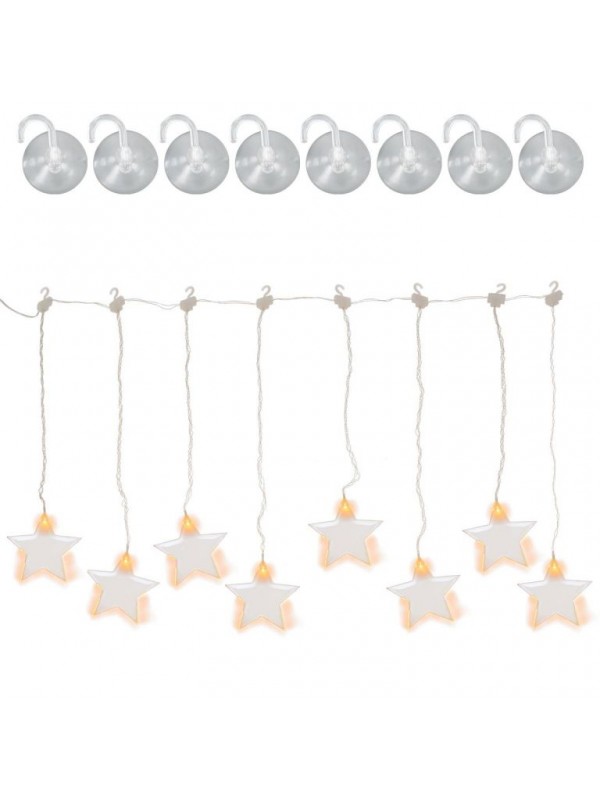 Svetelný záves Hviezdy, 8 LED, teplo biela