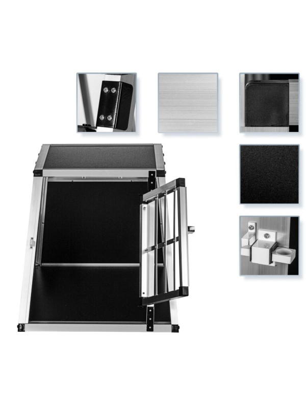 Hliníkový prepravný box pre psov, 54 × 69 × 50 cm, veľ. M