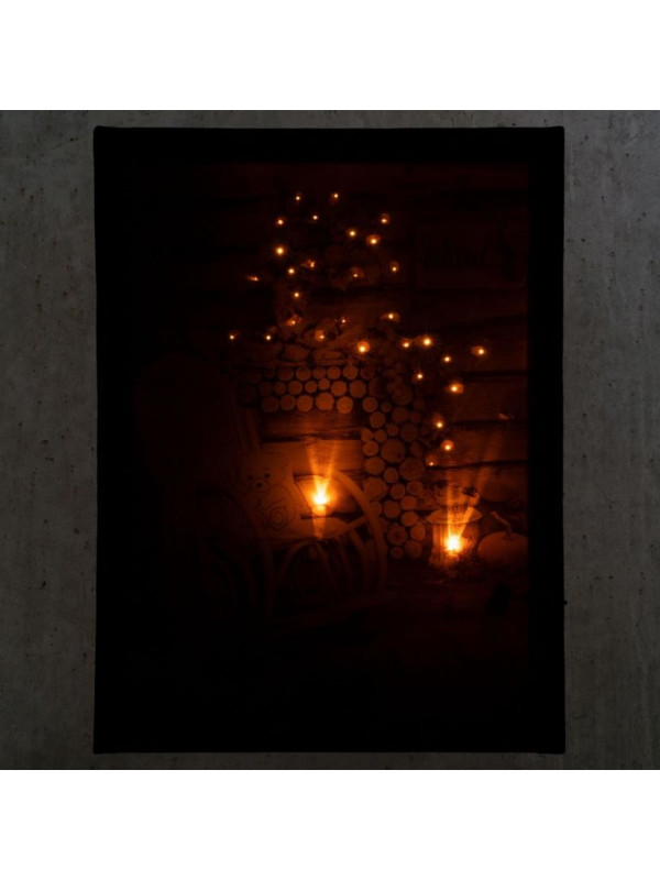 Nástenná maľba hojdacie kreslo, 2 LED, 30 x 40 cm