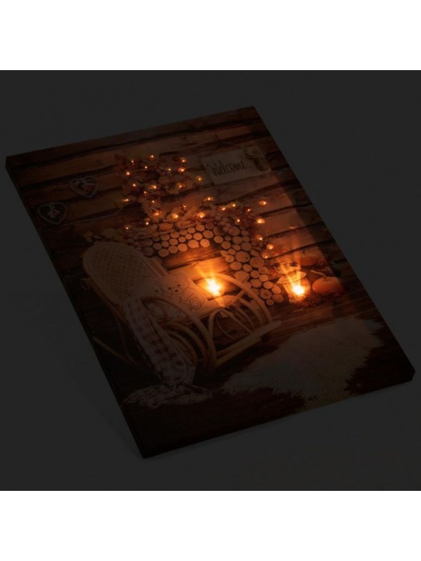 Nástenná maľba hojdacie kreslo, 2 LED, 30 x 40 cm