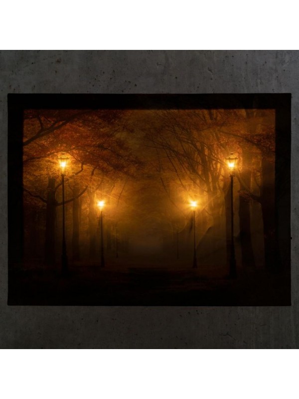 Nástenná maľba lesná cesta, 4 LED, 30 x 40 cm