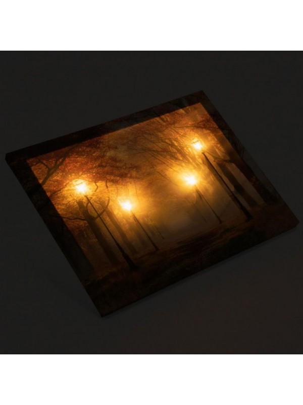 Nástenná maľba lesná cesta, 4 LED, 30 x 40 cm