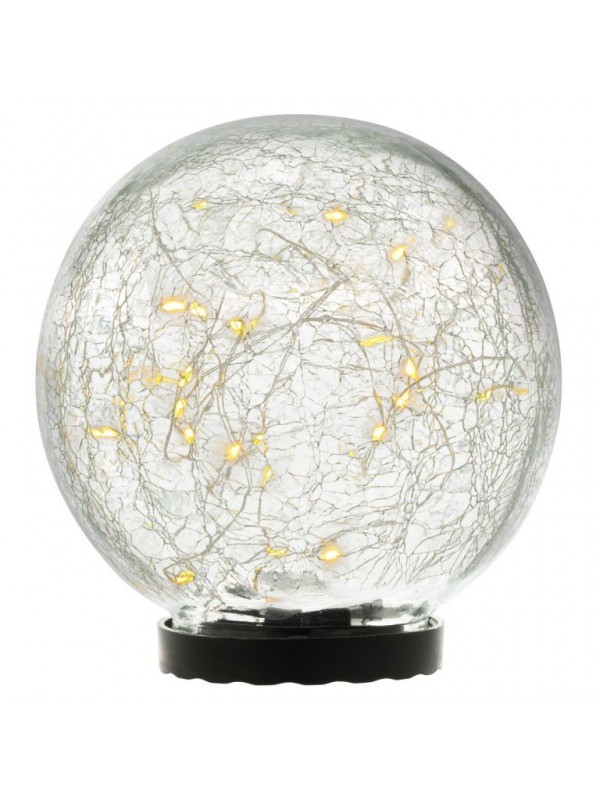 Solárne osvetlenie sklenená guľa, teplá biela, 15 cm