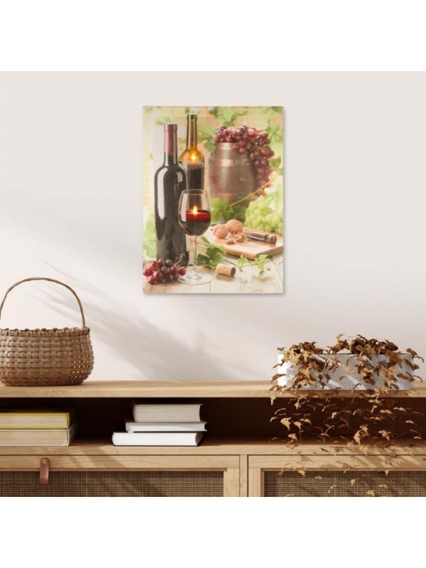 Nástenná maľba víno, 2 LED, 30 x 40 cm