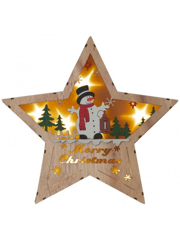 NEXOS Hviezda 8 LED s motívom snehuliaka, teplá biela