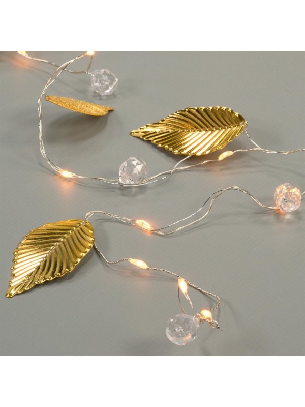 Osvetlenie perly a zlaté listy, 20 LED, teplá biela