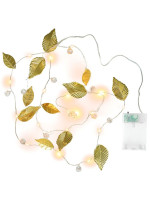 Osvetlenie perly a zlaté listy, 20 LED, teplá biela