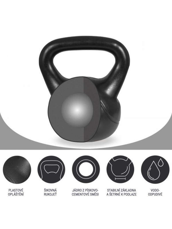 Gorilla Sports Kettlebell činka, plast, čierna, 6 kg