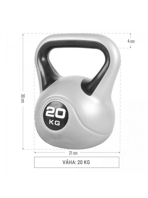 Gorilla Sports Kettlebell činka, vinylová, čierna, 20 kg