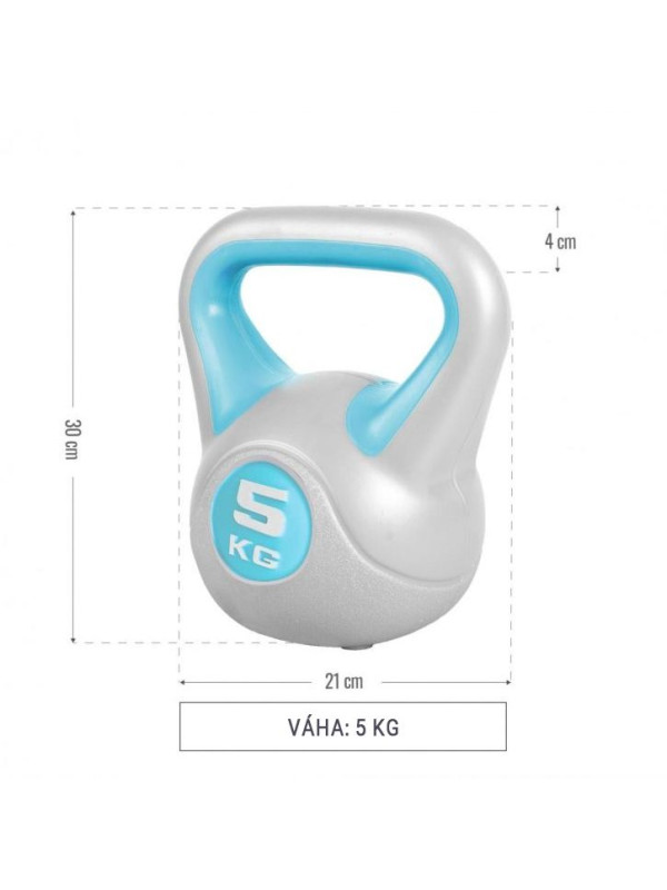 Gorilla Sports Kettlebell činka, vinylová, modrá, 5 kg