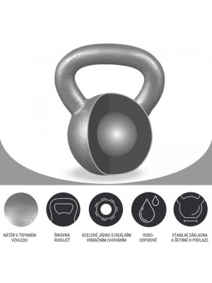Gorilla Sports Kettlebell činka, liatinová, sivá, 12 kg