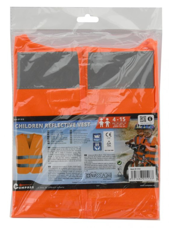COMPASS výstražná detská vesta, oranžová, EN 1150