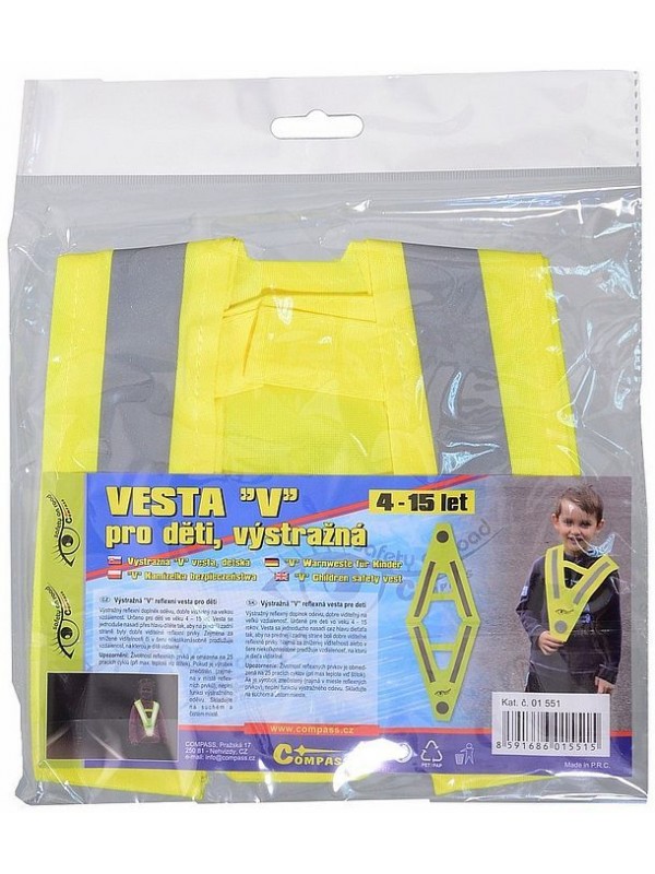 COMPASS Reflexná vesta v tvare V, žltá
