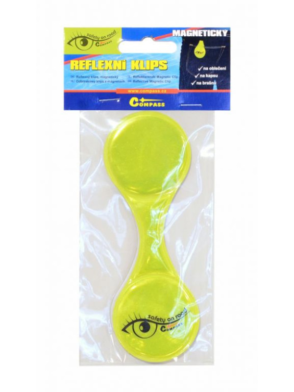 Kompas Reflexný magnetický klip S.O.R., žltý