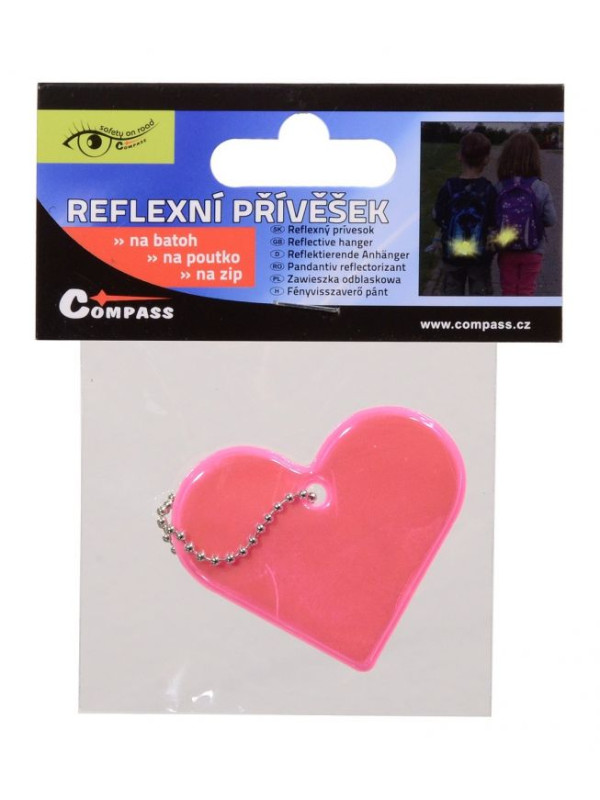 Reflexný prívesok srdce, ružový
