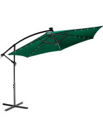 STILISTA záhradný slnečník s kľučkou 3,5 m, zelený + LED