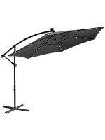 STILISTA záhradný slnečník s kľučkou 3,5 m, antracit + LED