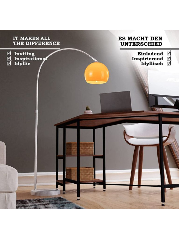 Jago stojacia oblúková lampa, oranžová, 145 - 220 cm
