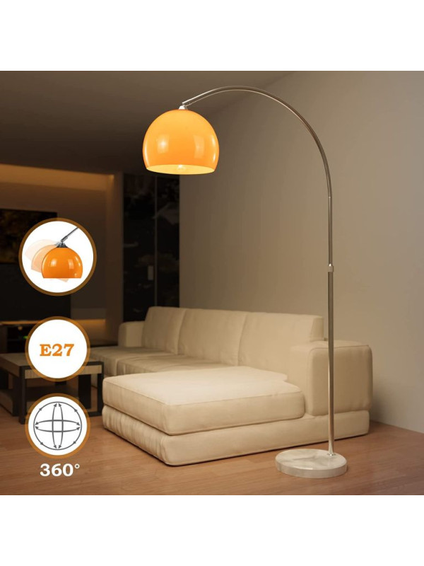 Jago stojacia oblúková lampa, oranžová, 145 - 220 cm